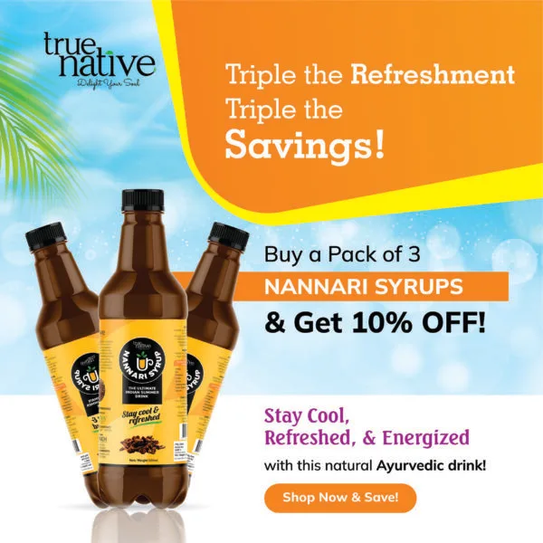True Native Nannari Syrup Combo (1000ml x 3) – 10% OFF 🎉